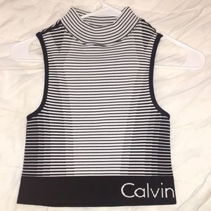Calvin Klein black, white, and gray muscle shirt.